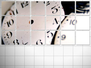 Clock grid background business ppt template