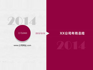 Purple and concise 2014 unit year-end work summary ppt template