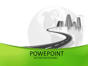 Erde, Flugzeug, Hochhaus Straße prägnant und erfrischende Geschäft ppt Vorlage