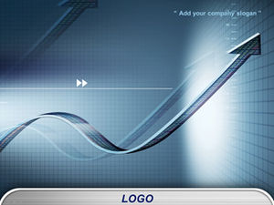 Templat PPT ringkasan kerja bisnis panah dinamis biru tua