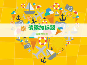 Modelo de PPT de desenho animado lazer férias paixão laranja