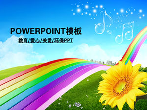 Nastro, girasole, modello ppt adatto per rapporto di lavoro di istruzione e insegnamento