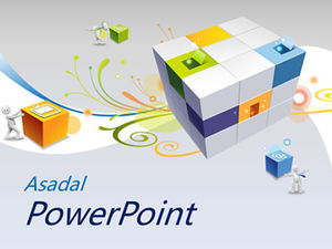 Plantilla ppt de tecnología de cubo colorido de villano 3D