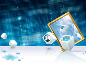 Modello di ppt tecnologia blu società di rete