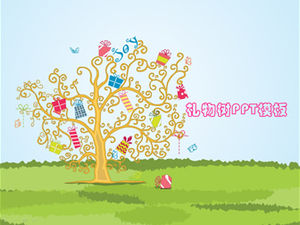 Cartoon gift lucky tree ppt template