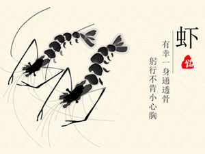 Plantilla ppt de camarones dibujados a mano maestro de diseño de diapositivas