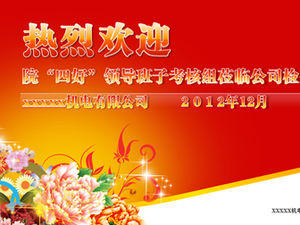 Un caloroso benvenuto al team di valutazione della leadership in azienda per ispezionare il modello di lavoro ppt