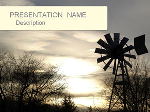 Modèle ppt de paysage d'hiver de moulin à vent soleil du matin