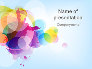 水彩光圈优雅的蓝色背景ppt模板