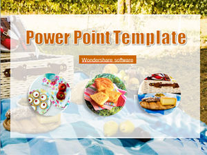 Familien-Picknick-Rekordalbum-ppt-Schablone im Freien