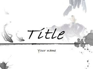 Plantilla ppt de estilo chino de peces de colores de tinta