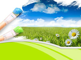 Beautiful landscape dyeing effect ppt template