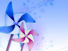 漫画風車青い背景pptテンプレート