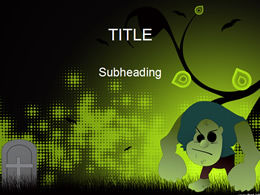 Plantilla ppt de halloween de monstruo de terror de murciélago de lápida