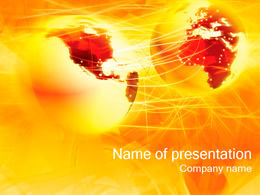 เทมเพลต ppt พื้นหลังสีส้มแผนที่โลก