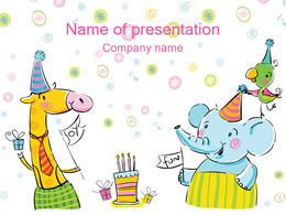 Lindo desenho animado animal ppt modelo de aniversário
