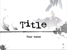 Szablon ppt animacji pływającej ryby w stylu atramentu