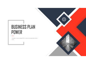 เทมเพลต PPT ธุรกิจบุคลิกภาพสี่เหลี่ยมสีฟ้าสีส้มซ้อนทับ