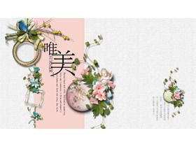 Plantilla PPT de estilo de arte retro con hermoso fondo floral