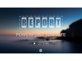 iOS風格的PPT模板與歐美模糊的海景背景