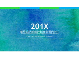 Șablon PPT pentru planul de lucru în stil albastru în acuarelă