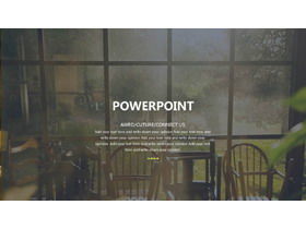 年主題PPT模板與落地窗木製家具背景