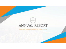 Template PPT bisnis Eropa dan Amerika dengan latar belakang poligonal berwarna