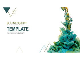 เทมเพลต PPT การออกแบบสีพื้นหลังสีเขียวที่รัดกุม