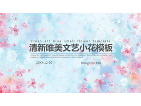 Frische rosa Pfirsichblüte Hintergrund literarische Fan PPT Vorlage