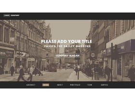 ヨーロッパとアメリカの映画の街の風景の背景のレトロなスタイルのPPTテンプレート