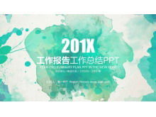 Modello PPT del rapporto di lavoro di riepilogo del lavoro di sfondo dell'inchiostro verde