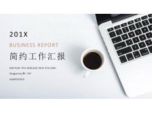 Modello PPT di riepilogo generale del lavoro di sfondo dell'ufficio semplice ed elegante
