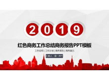 Rote flache Geschäftsbericht-PPT-Vorlage