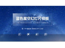 Modelo de apresentação de slides transparente com fundo de céu estrelado azul requintado