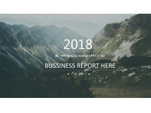 山河自然風光背景大氣扁平商務PPT模板