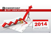 3D矢印と3次元の悪役の背景を持つデータ分析PPTテンプレート