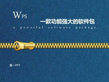 قماش جينز أزرق مع قالب عرض شرائح بخلفية سحاب