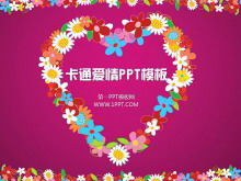Romantische Liebe auf rosa Karikaturgirlande Hintergrund PowerPoint-Vorlage