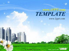 Latar belakang bangunan kota Korea Selatan unduh template PPT