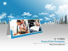 Schreibtischkalender Stadt Hintergrund Business PowerPoint-Vorlage
