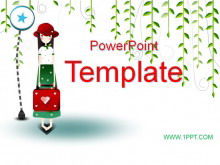 Download del modello PPT di sfondo ragazza di vimini del fumetto