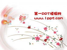 Cartoon butterfly flying in the flowers slide template