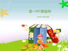 Copii care citesc și învață șablonul PPT cu desene animate