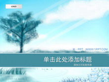 Elegant blue natural scenery PPT template download