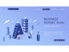 Templat PPT kecerdasan buatan AI gaya 2.5D biru