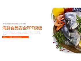 Modello di tema PPT di sicurezza alimentare con sfondo di frutti di mare