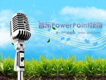 動態麥克風筆記背景音樂PowerPoint模板下載