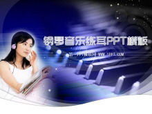 Piano and female student background music teaching PPT courseware template download