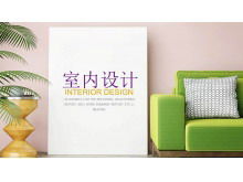 Efek desain interior perusahaan dekorasi menampilkan template PPT