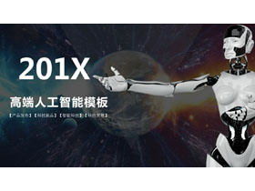 Sentido abstrato de ficção científica de inteligência artificial AI slide template download grátis